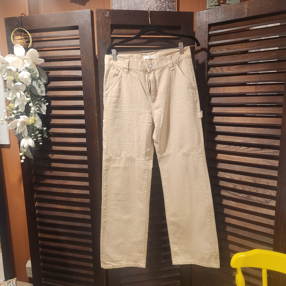 Mango Women's Tan Straight Leg Pants